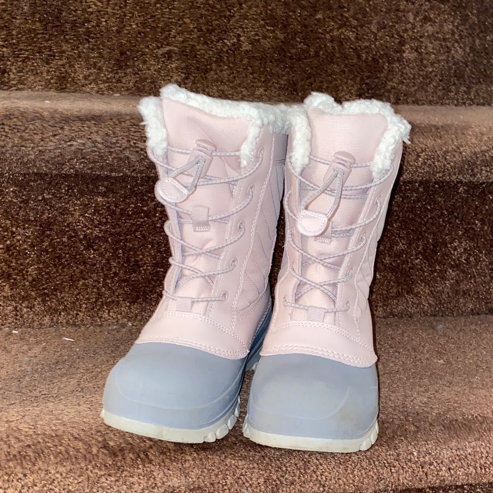 Pink and Gray Winter Boots